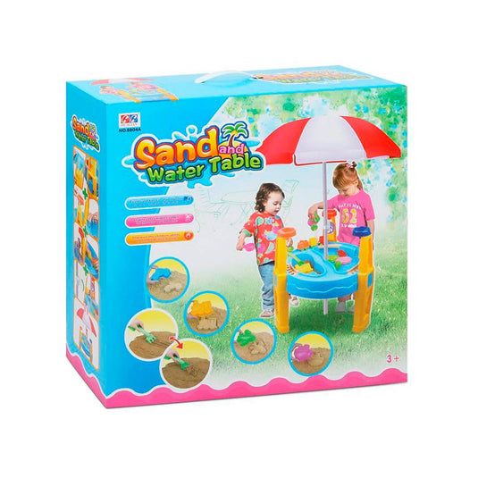 Zand- en waterspeelplaats met parasol