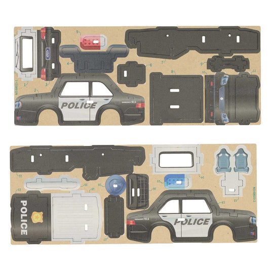 Lobbes speelgoed bv lobbes houten bouwpakket politieauto 3d speelgoed met pullback functie.