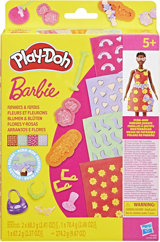 Play-doh -patronenpakket barbie fleurige bloemen - navulset - boetseerklei