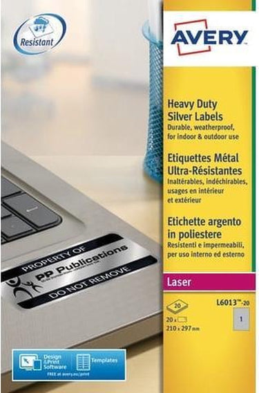 Merkloos sans marque etiketten avery l6013 -20 mat zilver