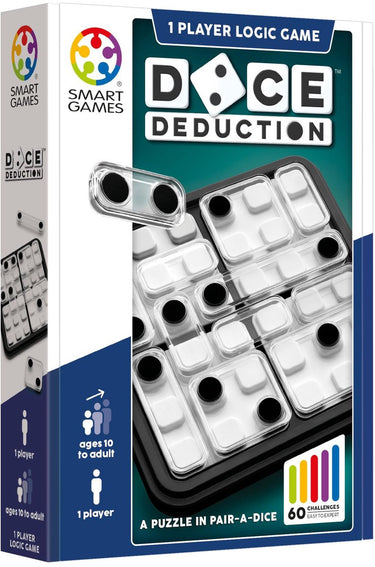 Smartgames dice deduction - logisch denkspel met dobbelstenen - 60 educatieve reken wiskunde uitdagingen - iq breinbreker solospel - vanaf 8 jaar