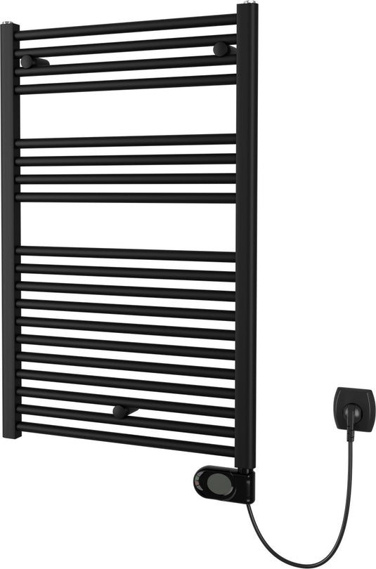 Plieger elba elektrische handdoekradiator – handdoek verwarmer – met klokthermostaat – 94.2 cm x 50 cm – 500 watt – mat zwart
