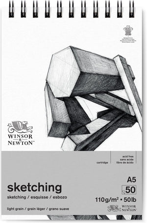 Winsor newton 6672001 spiral drawing sketching pad a5 – 110 g m², 50 vellen, tekenpapier voor schetsen en tekenen
