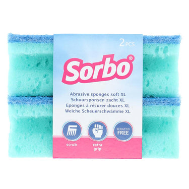 Sorbo schuursponsen zacht xl krasvrij 11,5x6x4cm set a 2 stuks
