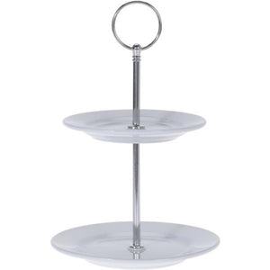 Excellent houseware etagere porselein 2-laags ø13 en ø15cm