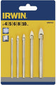 Irwin - boorset voor glas en tegels - 5 stuks - 4, 5, 6, 8, 10 mm