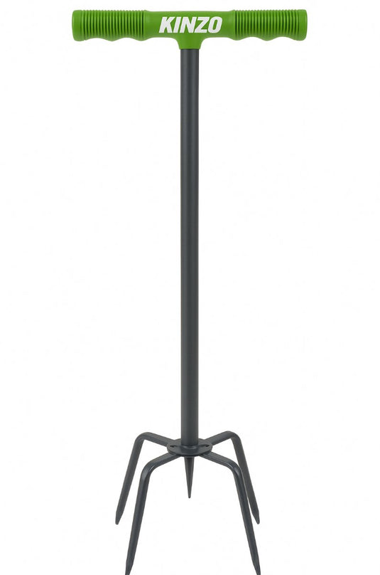 Kinzo woelvork 96cm - tuinklauw en cultivator - aarde losmaken, onkruid wieden, grond beluchten, kultiveren - zilver