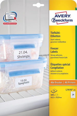 Avery zweckform vriezeretiketten avery l7970-25 600st