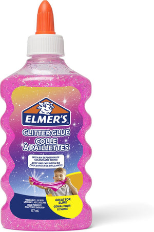 Elmer's pva glitterlijm | roze | 177 ml | uitwasbaar en kindvriendelijk | geweldig voor het maken van slijm en om te knutselen