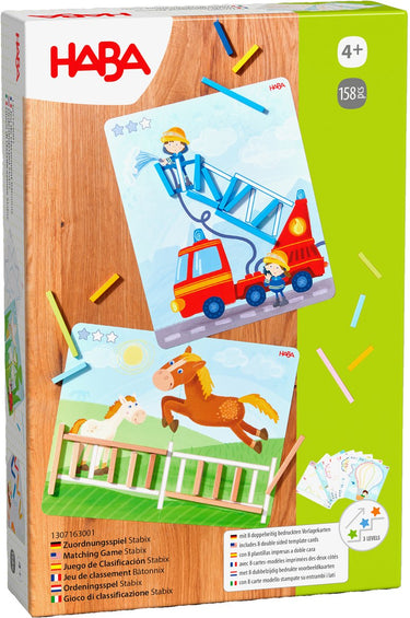 Haba ordeningsspel stabix houten educatief spel voor kinderen.