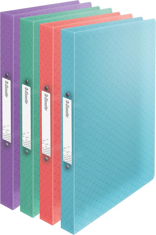 Esselte colour'breeze ringmap, 2 ringen, pp, ft a4, met soepele kaft, assorti 12 stuks