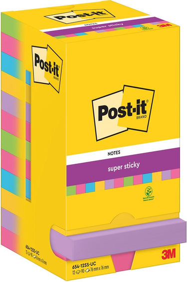 Post-it super sticky super sticky notes post-it 654-12ss-uc 76x76 mm effen