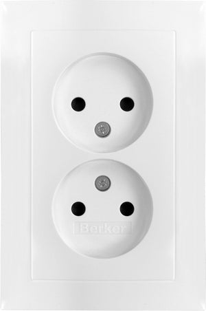 Berker s1 contactdoos - inbouw - 2-voudig - polarwit