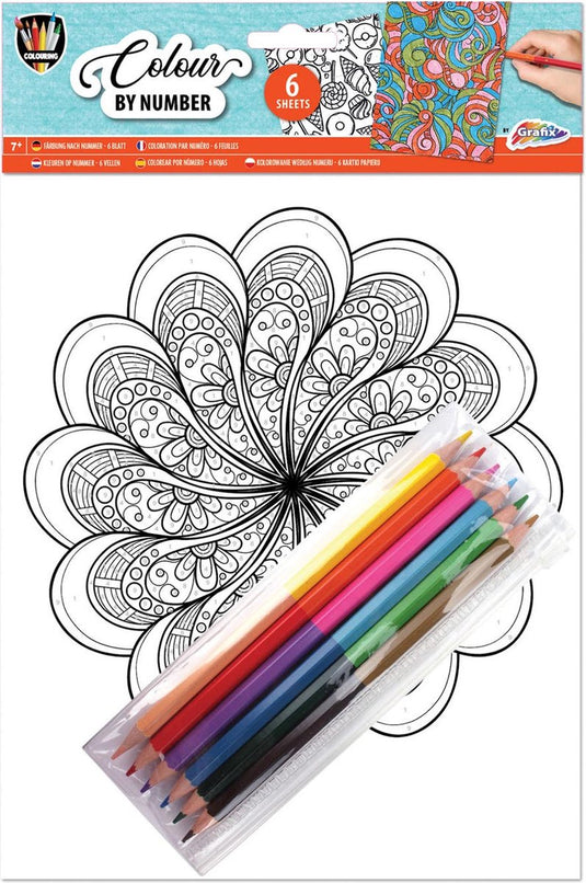 Grafix kleuren op nummer: mandala