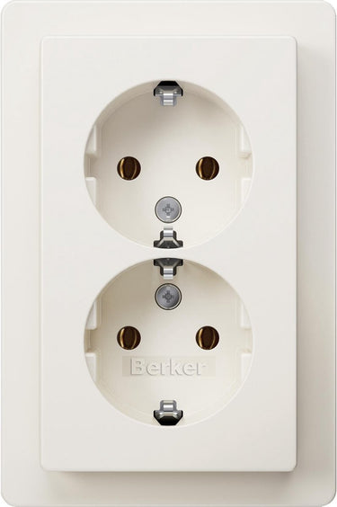 Berker q1 wandcontactdoos - inbouw - 2-voudig - randaarde - belastbaar tot 2300 watt - polarwit
