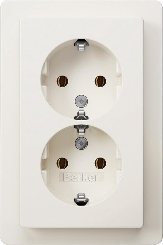 Berker q1 wandcontactdoos - inbouw - 2-voudig - randaarde - belastbaar tot 2300 watt - polarwit