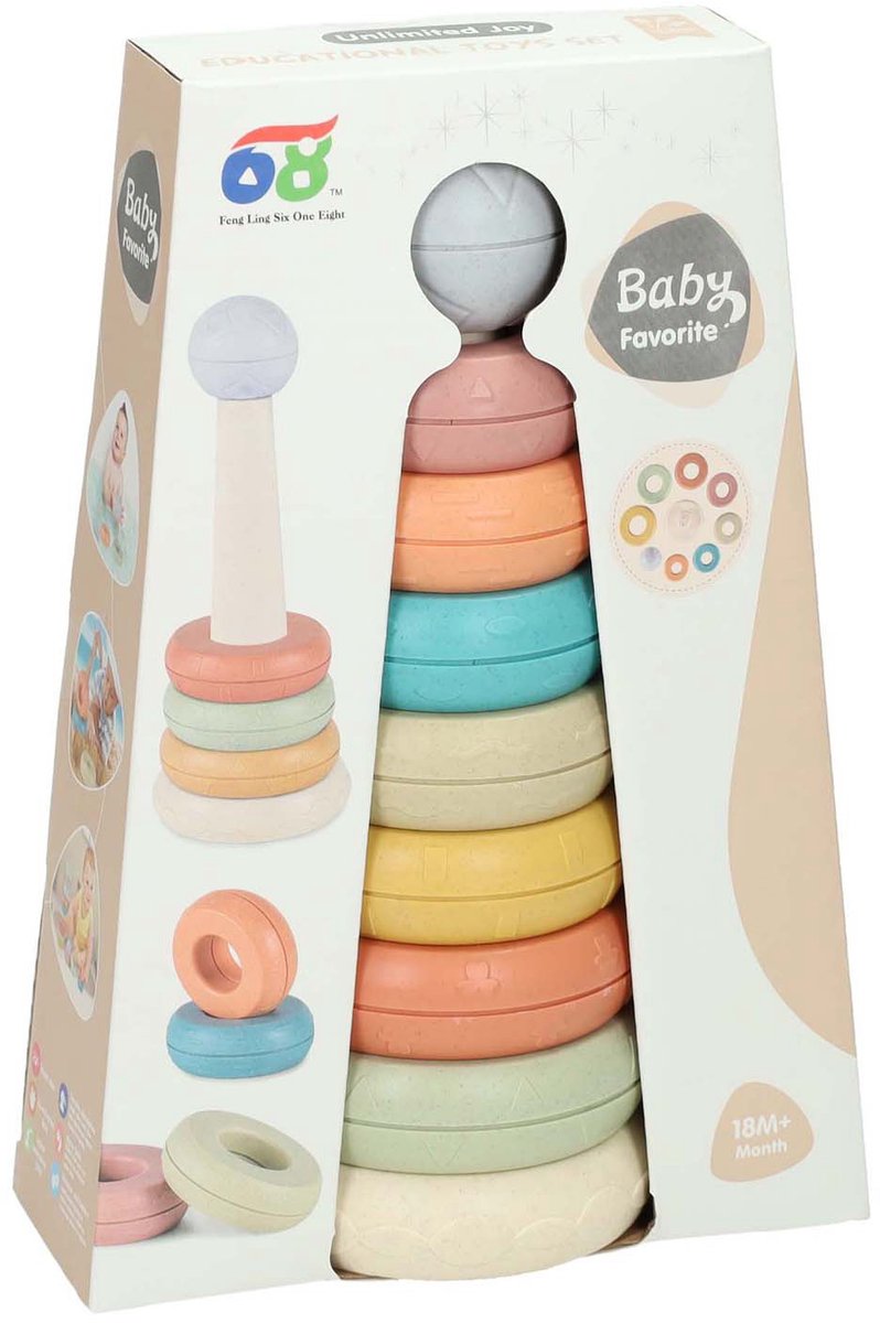 ギャラリービューアに画像をロードする, Lobbes speelgoed bv baby stapeltoren pastel
