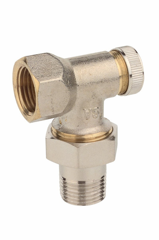 Kirchhoff radiator fitting - vernikkeld - haaks doorloop - 1 2 - afsluitbaar