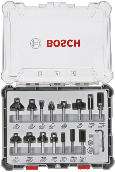 Bosch accessoires 15-delige gemengde freesset - schachtdiameter 6 mm - 2607017471