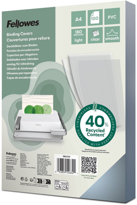 Fellowes inbindkaft 5375901 transparant pvc (polyvinylchloride)