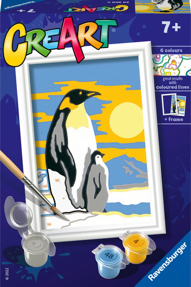 Afbeelding laden in galerijviewer, Ravensburger creart schilderen op nummer - pinguïn familie
