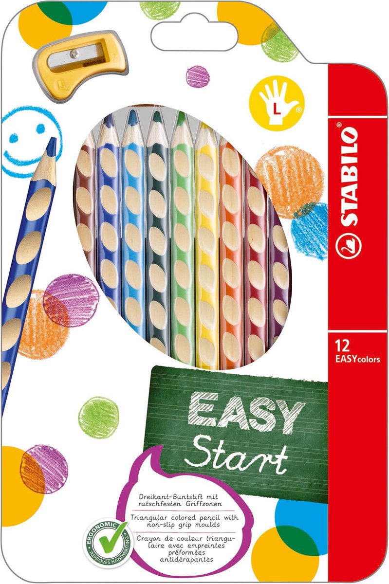 Afbeelding laden in galerijviewer, Stabilo easycolors kleurpotloden linkshandig - 12 st. + puntenslijper

