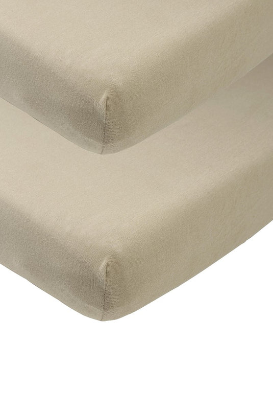 Meyco baby uni hoeslaken co-sleeper - 2-pack - taupe - 50x90cm
