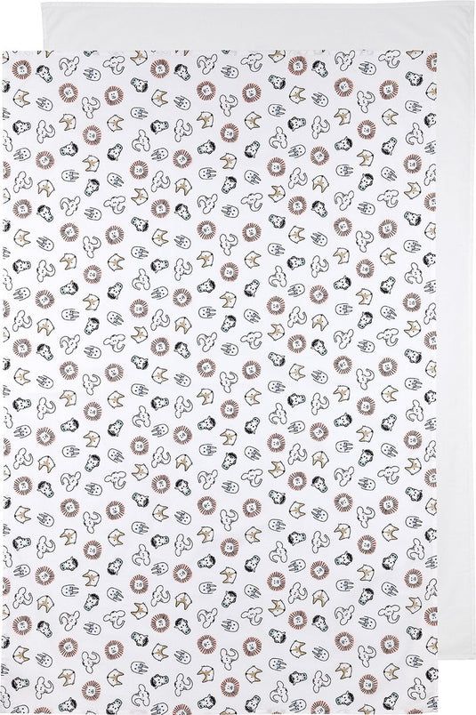 Meyco baby animal uni ledikant laken - 2-pack - white - 100x150cm - 0.3 tog