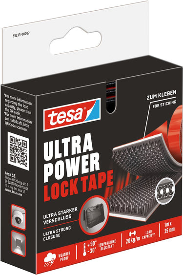Tesa klittenband ultra power lock tape zelfklevend extreem sterk weerbestendig – 1m x 25mm