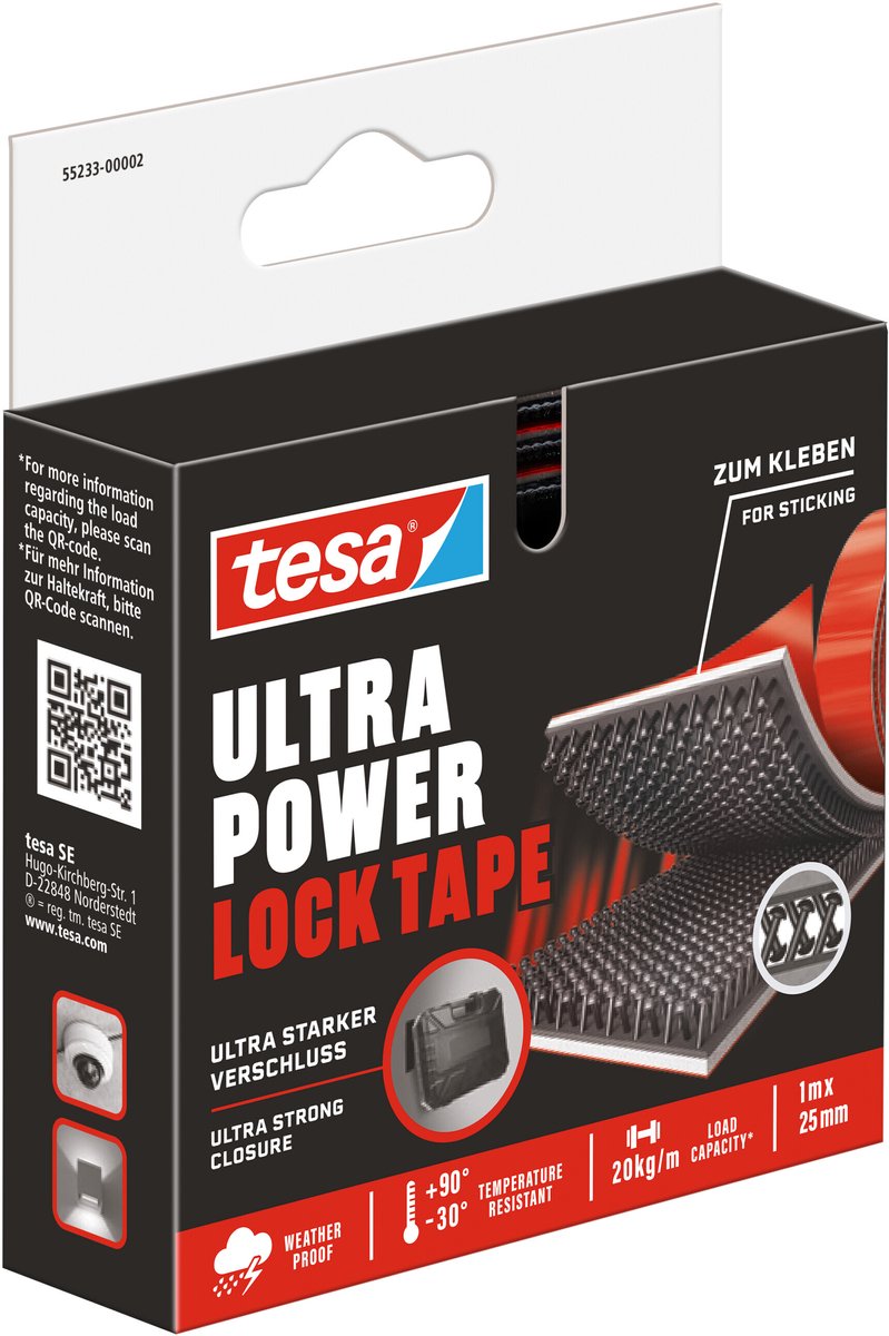Afbeelding laden in galerijviewer, Tesa klittenband ultra power lock tape zelfklevend extreem sterk weerbestendig – 1m x 25mm
