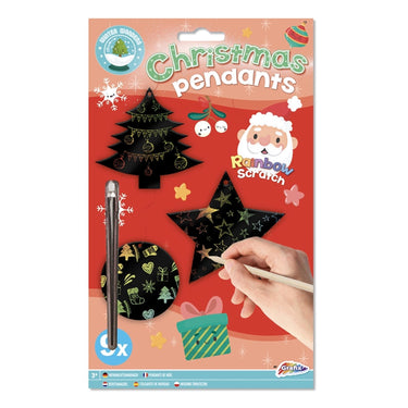 Grafix kerst 9 regenboog kraskunst hangers 8,5cm