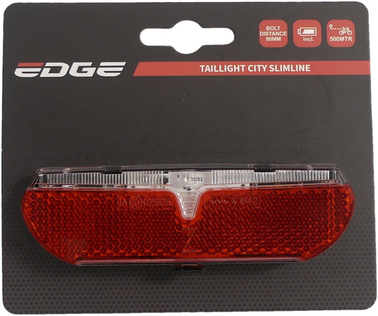 Edge dragerachterlicht city slimline - 80mm - incl. batterijen