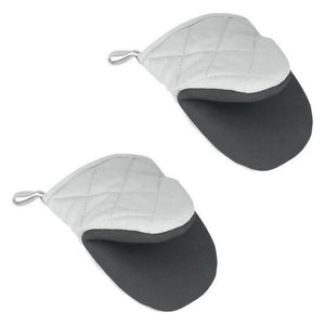 Metaltex katoenen ovenhandschoenen 14x14 cm grijs wit 2 stuks