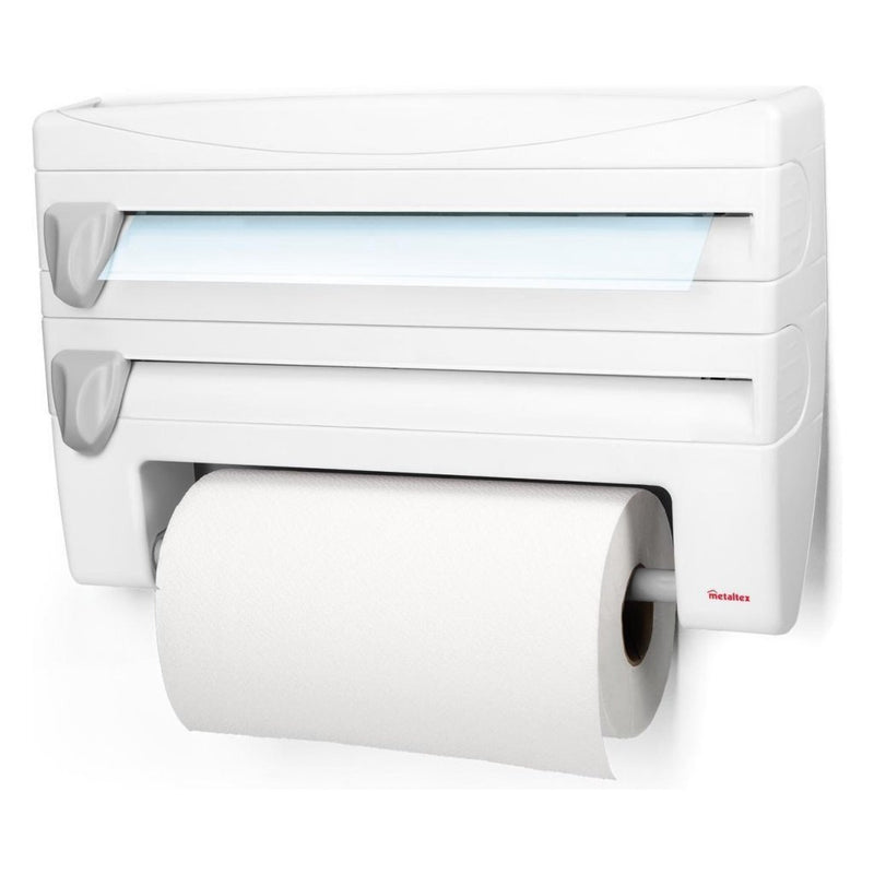 Load image into Gallery viewer, Metaltex keukenrolhouder met snijhulp wit
