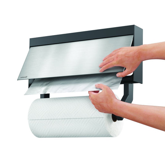 Metaltex kitchen helpers tango keukenrolhouder met snijhulp 38x6x17 cm rvs grijs