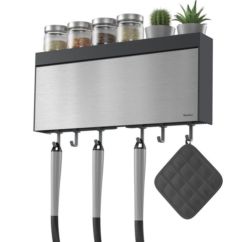 Load image into Gallery viewer, Metaltex kitchen helpers tango keukenrolhouder met snijhulp 38x6x17 cm rvs grijs
