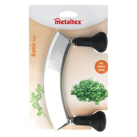 Metaltex hakmes met dubbele messen rvs zwart