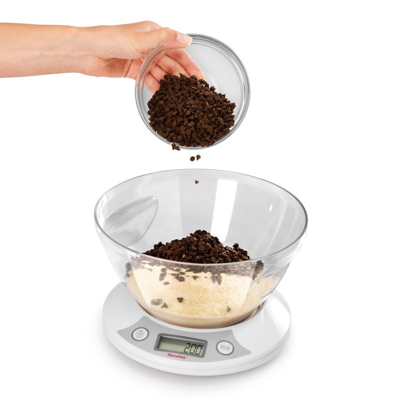 Load image into Gallery viewer, Metaltex kitchen helpers pesa digitale keukenweegschaal + kom 2.5l wit
