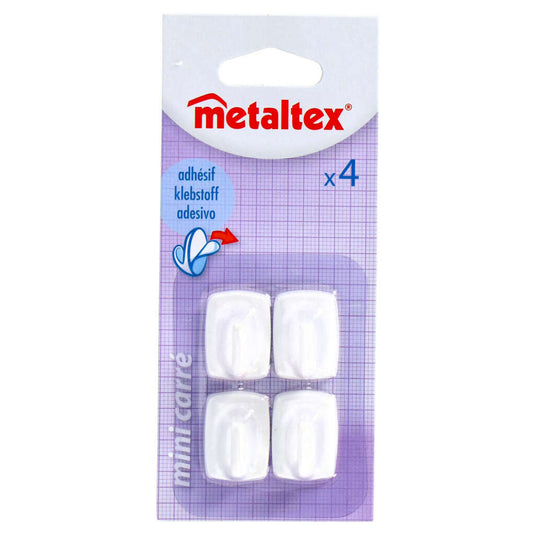 Metaltex vierkante plakhaken 4 stuks wit