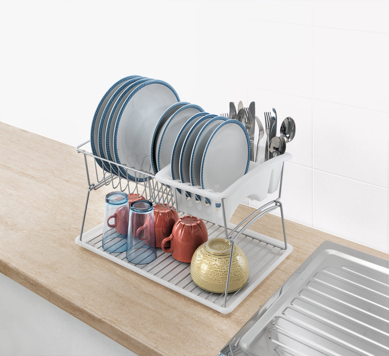 Load image into Gallery viewer, Tomado-metaltex tomado-metaltex silver afdruiprek 45x31x28cm 2 verdiepingen
