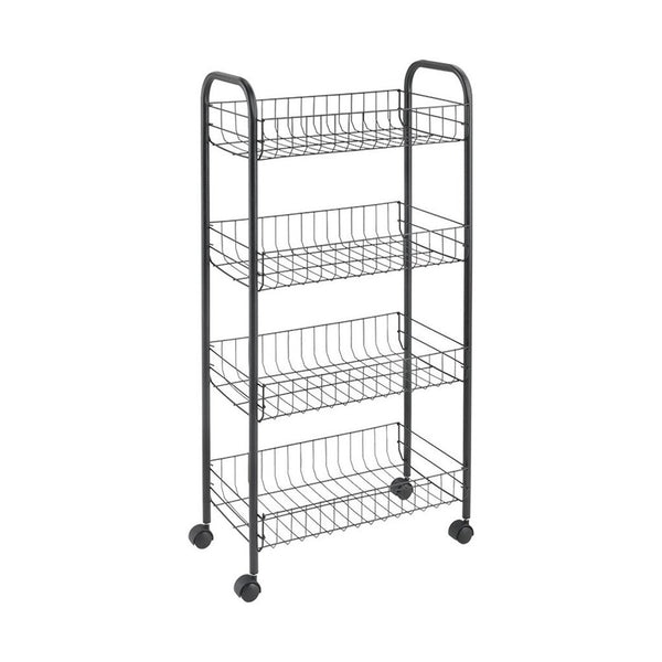 Metaltex Metaltex Ascona Trolly met Wielen + 4 Manden 41x23x84 cm Mat Zwart Metaal