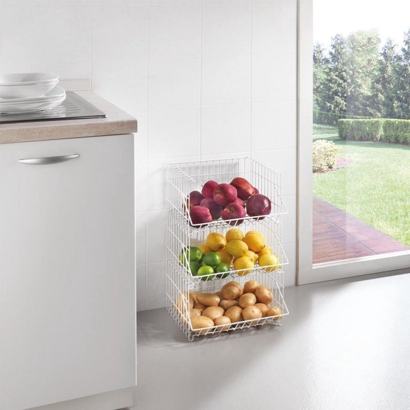 Load image into Gallery viewer, Metaltex bernina draadmand stapelbaar 34x27x20 cm wit
