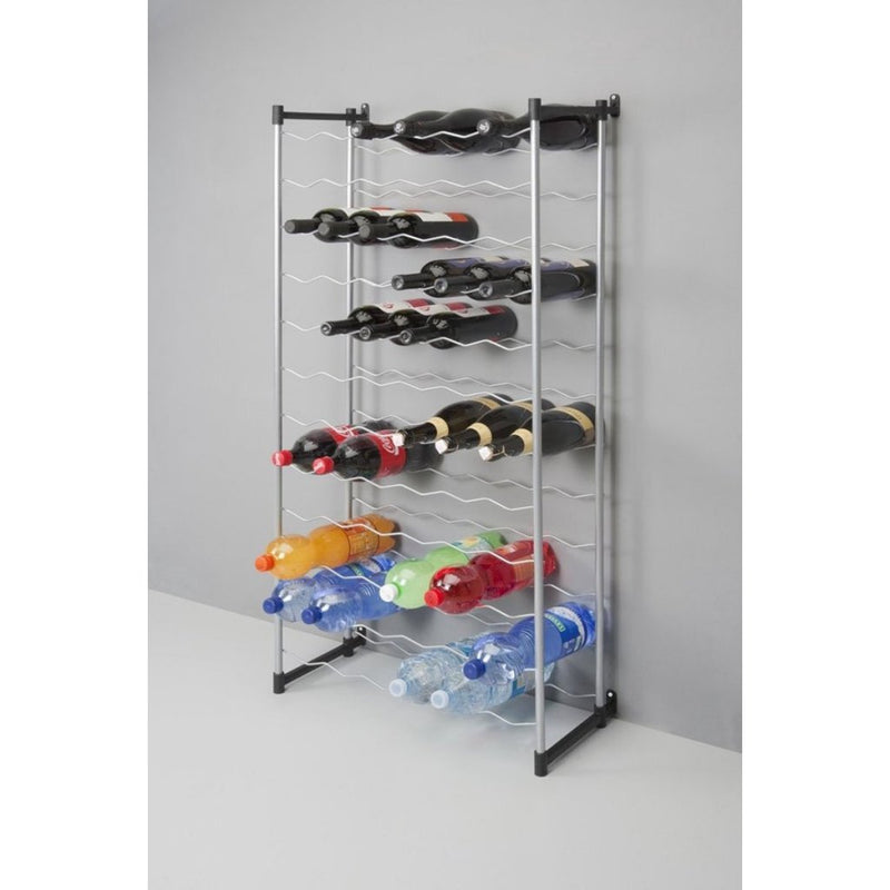 Load image into Gallery viewer, Metaltex bardolino flessenrek voor 72 flessen 59x26x124 cm zilver zwart
