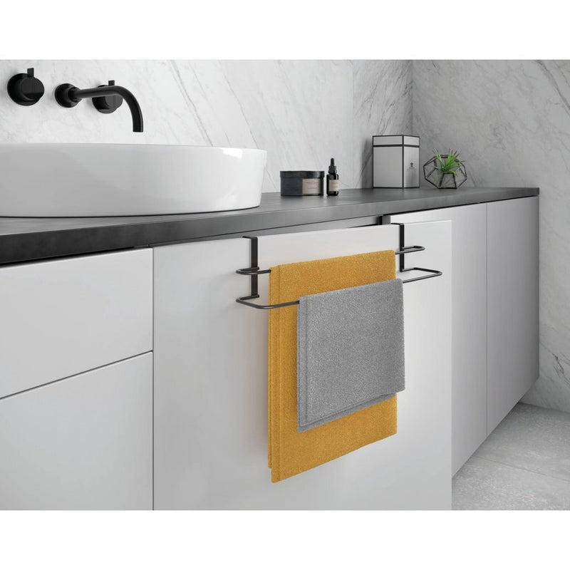 Load image into Gallery viewer, Metaltex dubbele handdoekhouder 38x10x9 cm zwart
