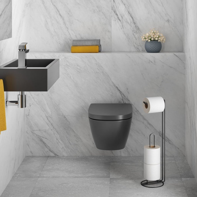 Load image into Gallery viewer, Metaltex toiletrolhouder voor 3 rollen 58x15 cm zwart
