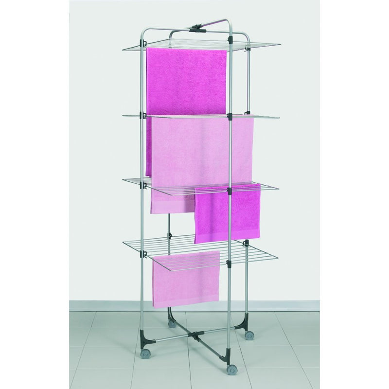 Load image into Gallery viewer, Metaltex aliseo droogtoren 40 m drooglijn 4 etages 76x68x189 cm zilver zwart
