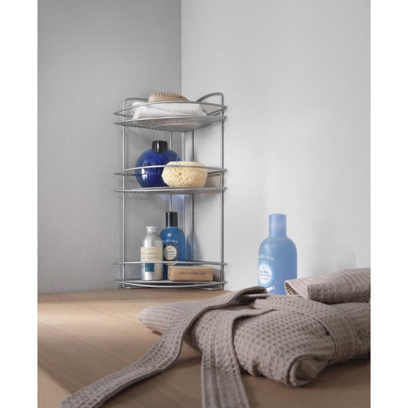 Load image into Gallery viewer, Metaltex onda badkamer-hoekrek 3 etages 22x22x53 cm zilver
