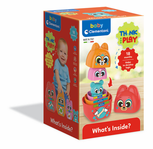 Clementoni what's inside? stapelfiguren - stapelbekers matroesjka dieren set - educatief montessori en sensorisch baby speelgoed - stapelen sorteren