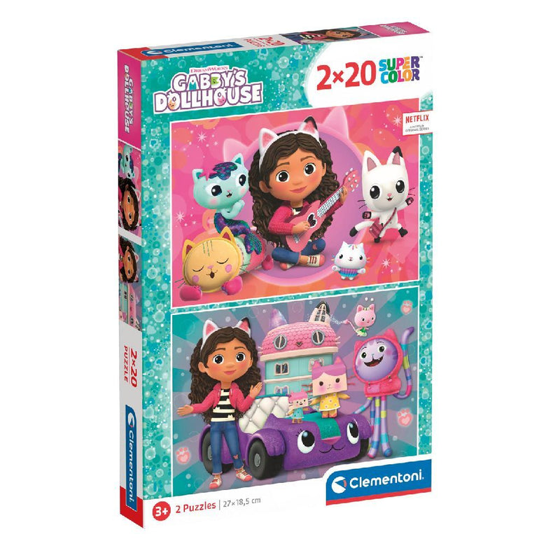 Load image into Gallery viewer, Clementoni supercolor puzzel gabbys dollhouse 2x20 stukjes

