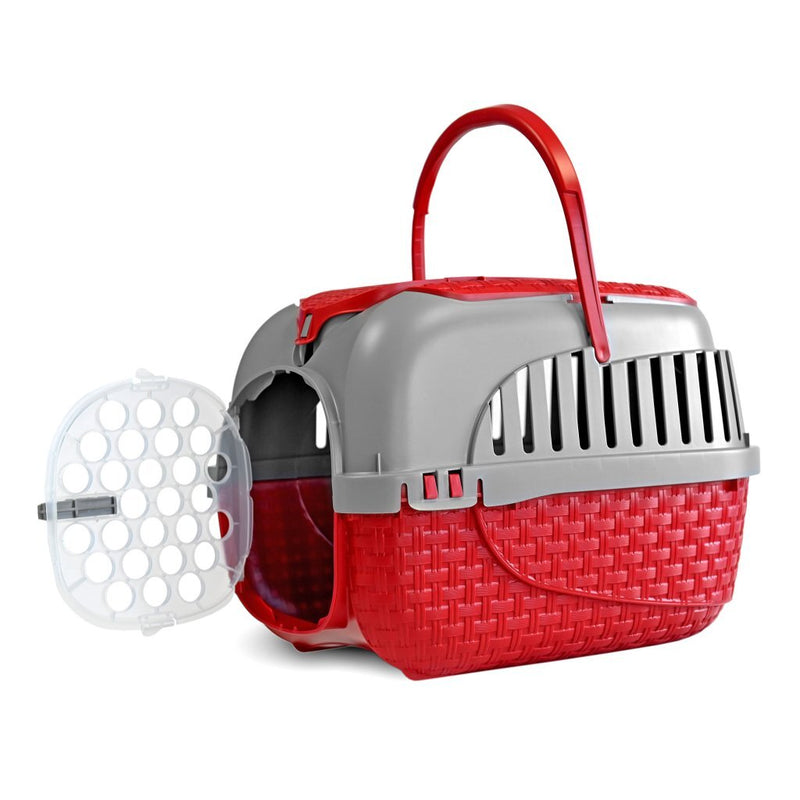 Load image into Gallery viewer, Bama pet transportbox 52x33x34 cm rood zilver
